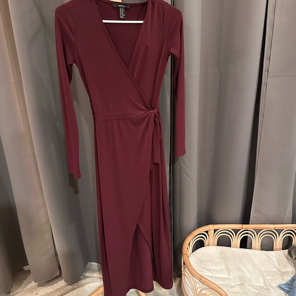 Elegant Burgundy Wrap Dress